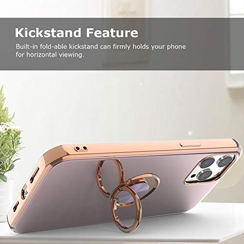WATACHE for iPhone 12 Case,for iPhone 12 Pro Case, Crystal Clear Slim Fit Protective Case Cover with [Ring Holder Kickstand] [Magnetic Car Mount Feature] for iPhone 12/12 Pro 6.1 Inch,Light Purple - Thumbnail 3