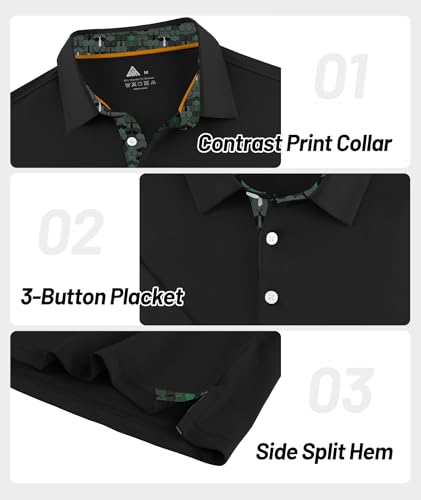 Image of ZITY Golf Shirts for Men Short Sleeve Moisture Wicking Solid Performance Designed Print Collared Casual Polo Shirt