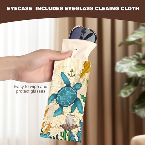 Image of Anikathy 2Pcs Sunglass Eyeglass Glasses Case Soft PU Leather with Cleaning Cloth Cute Glasses Pouch Bag for Men Women Girs