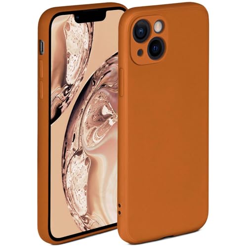 Coque silicone iPhone 13 protection ecran surelevee et objectif marron