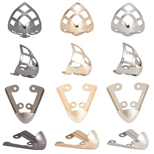 GORGECRAFT 12 Pieza 6 Estilos Tacones Altos Punteras Zapatos de Metal Protector Puntiagudo Protección de los Dedos Cubierta de la Punta Zapatos Duraderos Rombo Hueco Elegante Suministros