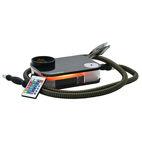 Hookah Set Acrylic Book Hookah with Silicone Hookah Bowl Silk Hookah Hose Charcoal Tongs Magical LED Light for Better Shisha Hookah Narguile Smoking