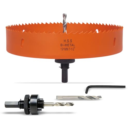 7-1/2 inch Hole Saw for Wood, Metal, Plastic &amp; Drywall, with Arbor
