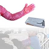 EDWERD 100 Stück Veterinärische Rektalprüfungshandschuhe (Pink), 35,4" x 9,8" für Rinder Pferde Schafe - Gastrointestinale Gesundheitsprüfung