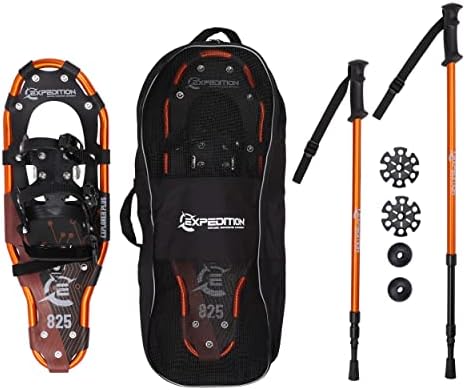 Expedition Light Weight Aluminum Snowshoes Explorer Plus Snow Shoe Kit -25, Includes Snowshoes with Trekking Poles and Carrying Bag