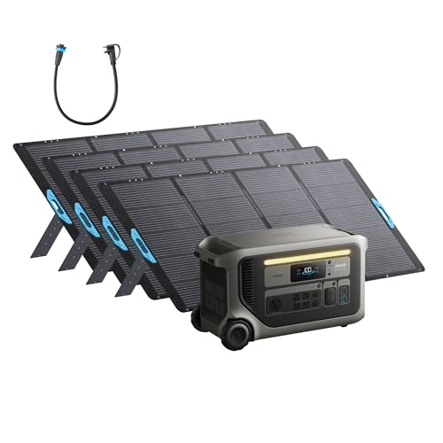 Image of Anker SOLIX F3000 Portable Power Station with 4x400 Solar Panel, 3,072Wh, 6,000W Recharging, Solar Generators for Home Use, Works with Generator, For Power Outages, Camping, RVs, Emergencies