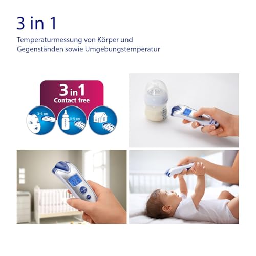 Veroval baby Infrarot-Thermometer Silber, Berührungslose und Geräuschlose Messung,...