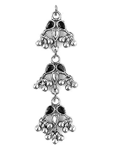 Image of Karatcart Black Beads Long Drop Earrings For womens
