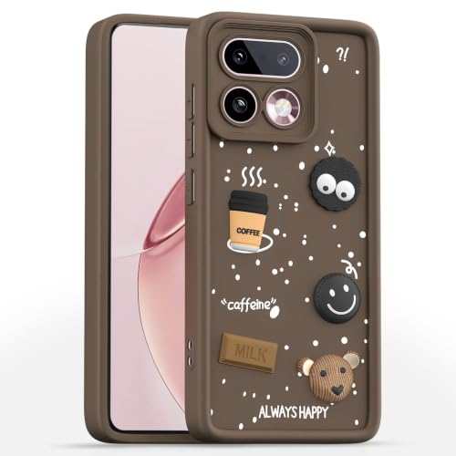 Image of Bintage Back Cover Compatible for Realme RMX5120 / 16Pro 5G | Cute Fun Ball | 3D Taddy Smiley Coffee | Milk Case | Full Body Protection - Brown