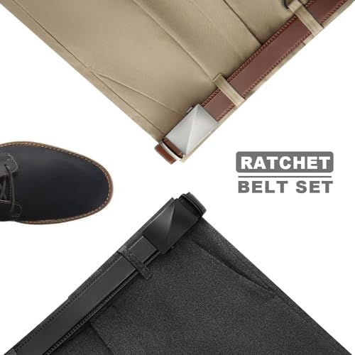 Image of DOOPAI Men's 2 Pack Ratchet Dress Belt - Adjustable 1 3 /8 inch Genuine Leather, Size Length Can Be Cut, With Gift Box