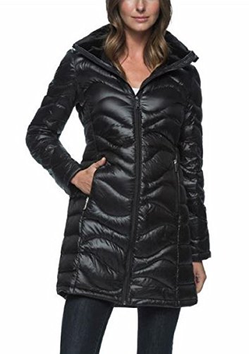 Andrew Marc Women's Long Length Down Puffer Jacket with Hood Black Small