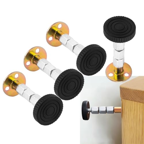 OIKOZEL 4PCs Adjustable Furniture Stabilizer Headboard Stoppers for Wall Bed Frame Anti Shake Desk Stabilizer Noise Stopper for Sofa Cabinet Door (Silver 1.1-4.1in)