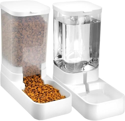 YAKINO 自動給水器 透明セット ボウル 猫 犬 飲料水 自動給水器 ペットボトル ペットボウル 取り外し可能 後片付け簡単 ペット用品 (水飲み場+きゅうえきき)