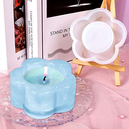 3Pcs Resin Molds Flower Candle Molds For Making Candle Casting Resin Epoxy Silicone Molds, Candle Tea Lights Holder Molds Candlestick Soap Resin Molds 3D Plum Blossoms Resin Molds Diy Wedding Decor #TOP2