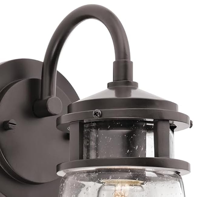 Kichler Lyndon 11.25 Wall Sconce in Architectural Bronze, 1-Light Indoor Outdoor Wall Light with Clear Seeded, (11.25 H x 5 W), 49444AZ