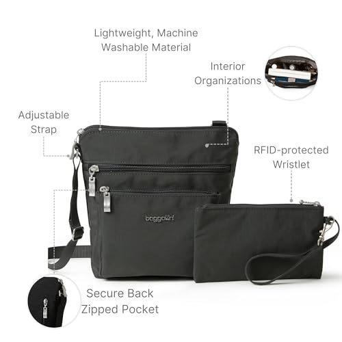 Image of Baggallini Pocket Crossbody Bags for Women 8x8 Small Lightweight Durable Water-resistant Travel Purse W /Rfid