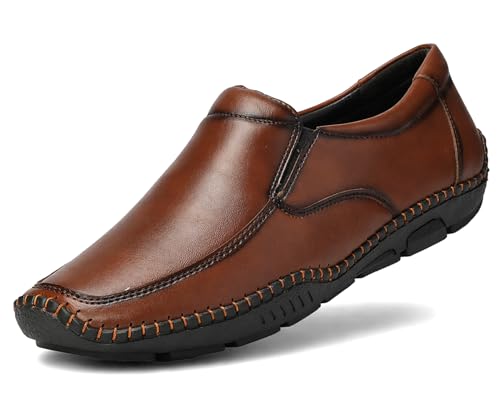 Kraasa Men’s Smart Casual Loafers, Easy Slip-On Style, Soft Inner Lining, Flexible, Cushioned Comfort, Everyday Office Tan UK 7