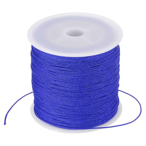 PATIKIL 0.8mm x 109 Yard Nylon Satin Cord, Nylon Beading String Knotting Cord Chain Braided Rope for Bracelets Jewelry Trim Chinese Knot, Dark Blue