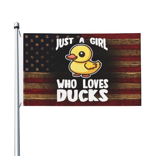 YOMCONECT Just a Girl who Loves Ducks Double-Sided Flags 3x5FT