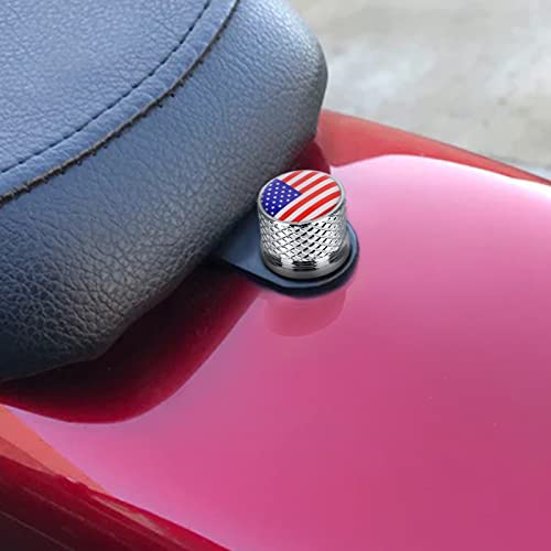 Stainless Knurled Fender Seat Bolt Screw 1/4"-20 Thread Compatible With Harley 1996-2023 Sportster Dyna Softail Touring Cvo - American Flag - Chrome #TOP1