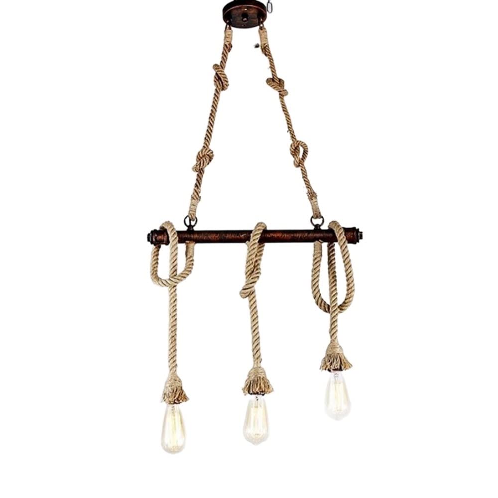 Plafonnier vintage métal et corde de chanvre de haute qualité