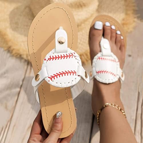 Yaoercty Women’s Summer Fashion Baseball Sandals Flat Slippers Open Toe Casual Comfortable Ankle Flip Flops Roman Shoes Beach Travel Sandals
