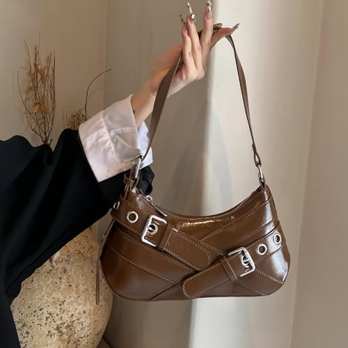 Sanxine Shoulder Bag for Women Y2k Small Purse Designer Punk Style Hobo Handbags Vegan Leather Trendy Crescent Bags3