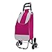Produktbild Nfudishpu Einkaufstrolley, zusammenklappbar, Treppenkorb, Einkaufswagen, Einkaufswagen, mit Radlagern, Edelstahlrahmen, 30 kg / 40 l Fassungsvermögen, Pink