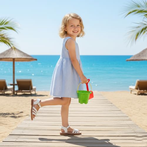 Image of Otter MOMO Girls Open Toe Princess Flat Sandals with Comfort Sole Summer Sandals