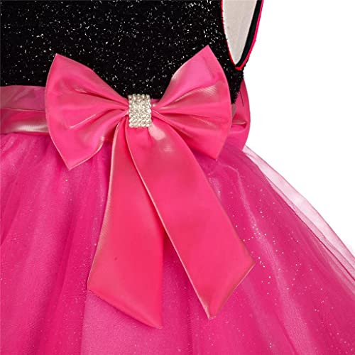 Dressy Daisy Little Girls Special Occasion Dresses Wedding Flower Girl Pageant Gown Party Dress Size 6 7, Black And Hot Pink #TOP4