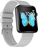 Smart Watch Bluetooth Call Fitness Tracker Blood Pressure Monitor Pedometer Heart Rate Monitor Information Reminder Music Player 1.54'' Full Touch Screen Digital Watch for Women Men Grey