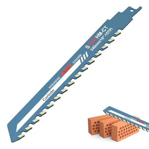 Lames de scie sabre pour pierre - 240 mm - Pour béton cellulaire, acier au carbure - Pour maçonnerie, pierre creuse, bois, brique, béton