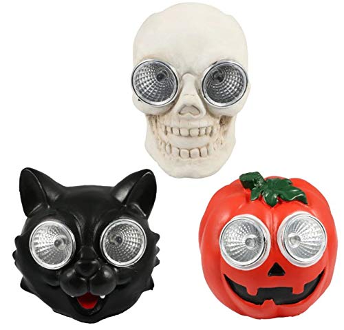 Greenbrier International Halloween Spooky Solar Cement Decorations Lights Outdoor Lights Easy Install Garden Lights for Garden Path Walkway (Variety Pack, 6 Pack)