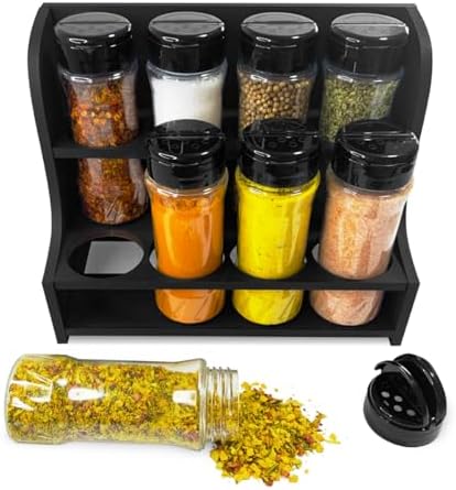 Kit Porta Tempero Parede ou Mesa com 8 Potes de Plástico 130ml co...