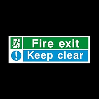 Fire Exit Keep Clear 300x100mm Plastic Sign with double sided fixing tape - Fire/Emergency/Exit/Alarm/Push/Extinguisher/Assembly (EE15)