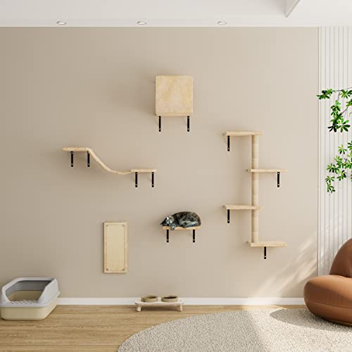 Set de Muebles Para Gatos Montados en Pared con Rascador miniatura 2
