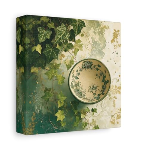 Tableau Ivy Bowl vert et or 15x15 cm pour salon vintage