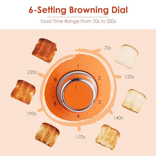 2-Slice-Toaster-Retro-Stainless-Steel-with-Bagel-Cancel-and-Defrost-Functions-6-Bread-Shade-Settings-Extra-Wide-Slots-and-Removable-Crumb-Tray-Orange