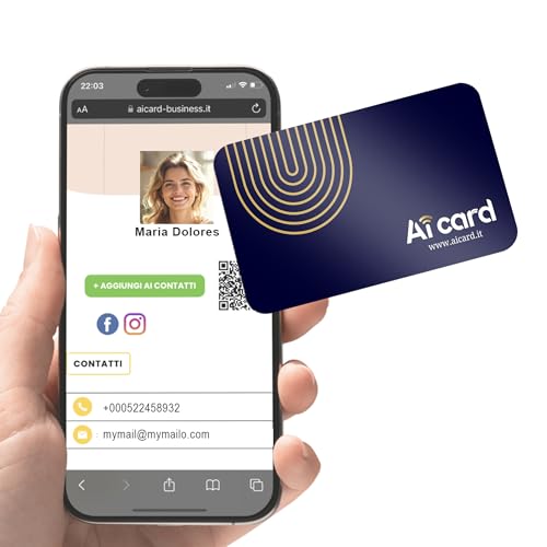 Biglietto da visita Digitale NFC Personalizzabile | Condividi i dati della tua card NFC tramite cellulare | Compatibile con smartphone Android e iOS Versione Aicard BLU