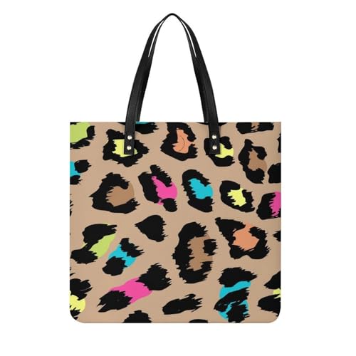 Sac léopard coloré femmes pour vos escapades : le tote bag shopper de 39x39cm