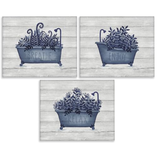 Stupell Industries Relaxing Bath Tub Blue, 24 x 30 Inch Canvas Wall Art Set