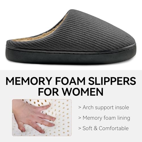 Image of Men House Slippers Memory Foam Slippers for Women Casual Warm House Ladies Woman Indoor Outdoor Non Slip Cozy Men Bedroom Soft Shoes Size Navy Blue