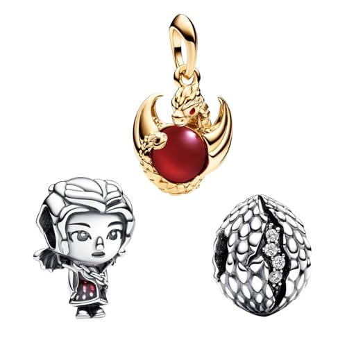 H.ZHENYUE Anhänger Charms 925 Sterling Silber Dragon Mother Egg Fire Dragon with Zirconia für Europäische Armbänder und Halskette Schmuck Geschenk Weihnachten Valentinstag Muttertag Pack von 3 Damen