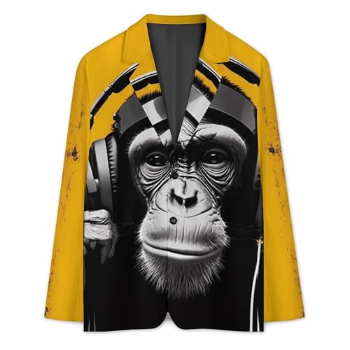 Music Headphone Monkey Men's Casual Blazers Slim Fit Sport Coats Blazer Two Buttons Suit Jacket for Work Party3