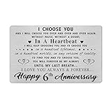LGQDYMZ 6 Year 6th Anniversary Card for Men Him Her, Sixth 6 yr Best Anniversary Wedding Engraved Wallet Card Inserts Gifts for Husband Wife