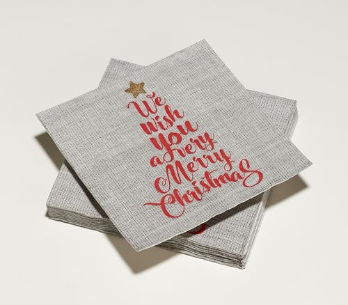20 Servietten aus Zellstoff, 33 x 33 cm, 3-lagig, Tree Text