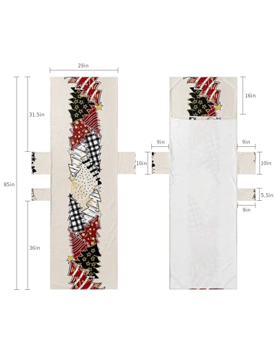 Red Black Yellow Christmas Tree Beach Lounge Chair Towel Cover, Soft Chaise Lounge Towel with Side Pockets Patio Pool Chairs Cover for Beach/Pool Sunbathing 29x85 Xmas Tree Rustic