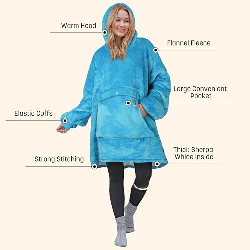 Image of Catalonia Oversized Hoodie Blanket Sweatshirt, Comfortable Sherpa Giant Pullover with Large Front Pocket for Adults Men Women Teenagers Wife Girlfriend