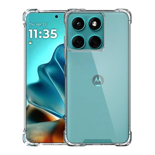 Image of Fashionury Clear Back Cover Case for Motorola Moto Edge 60 Fusion 5G | Anti-Yellow Acrylic Hard Back + Soft TPU Bumper | Shockproof 360 Protection | Slim Transparent Bumper Case (Clear)