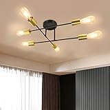 Retro-Stil: Die Deckenleuchte besteht aus Eisen und ist in den Farben Schwarz und Gold erhältlich. Das Design der Lampe ist voller Retro-Modernismus. Dank der einstellbaren Funktion des Lichtmastes kann das Licht Licht in alle Richtungen emittieren und Ihrem Zuhause eine Retro-Atmosphäre verleihen.